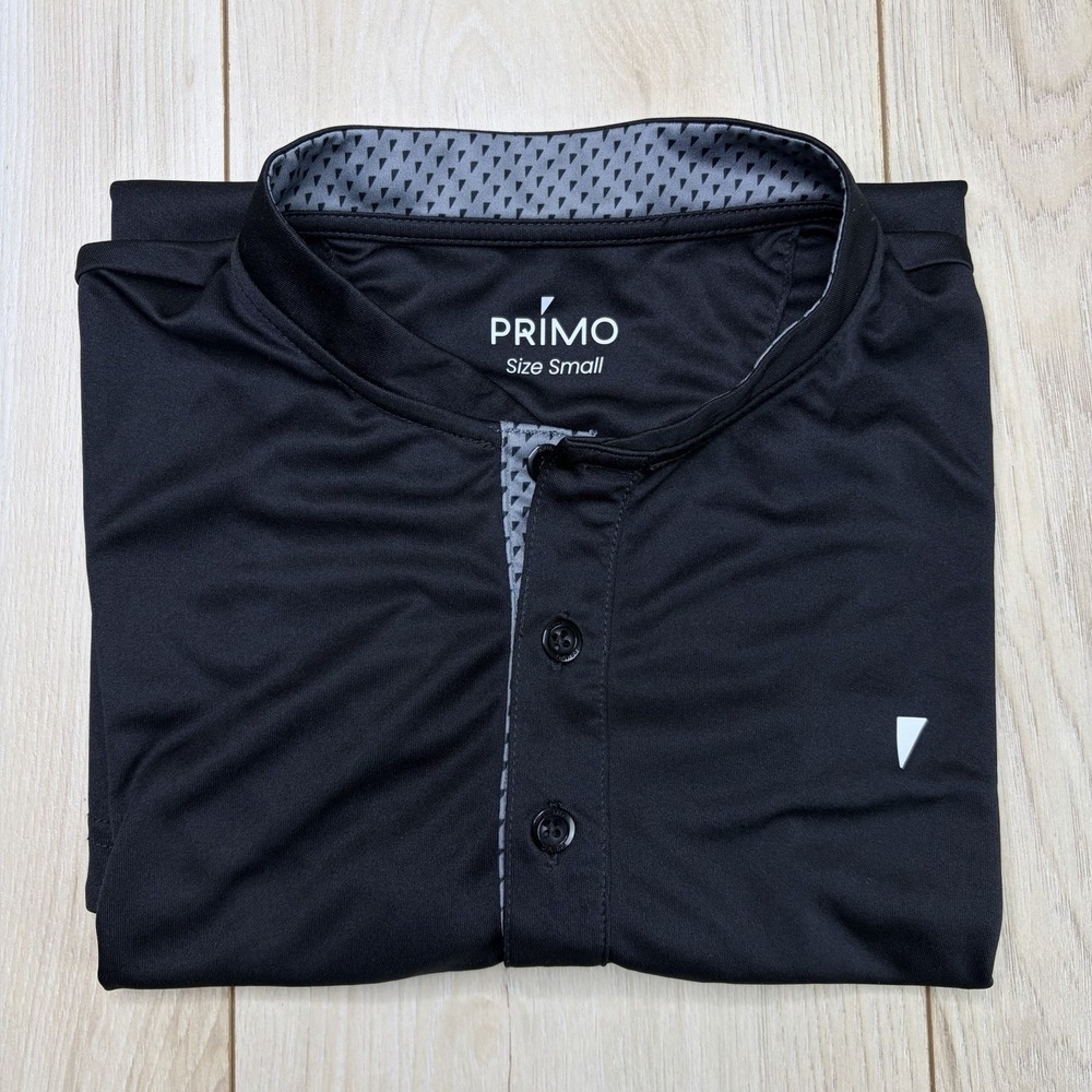 PRIMO BLADE COLLAR GOLF POLO SHIRT BLACK SHORT SLEEVE PERFORMANCE MENS SMALL
